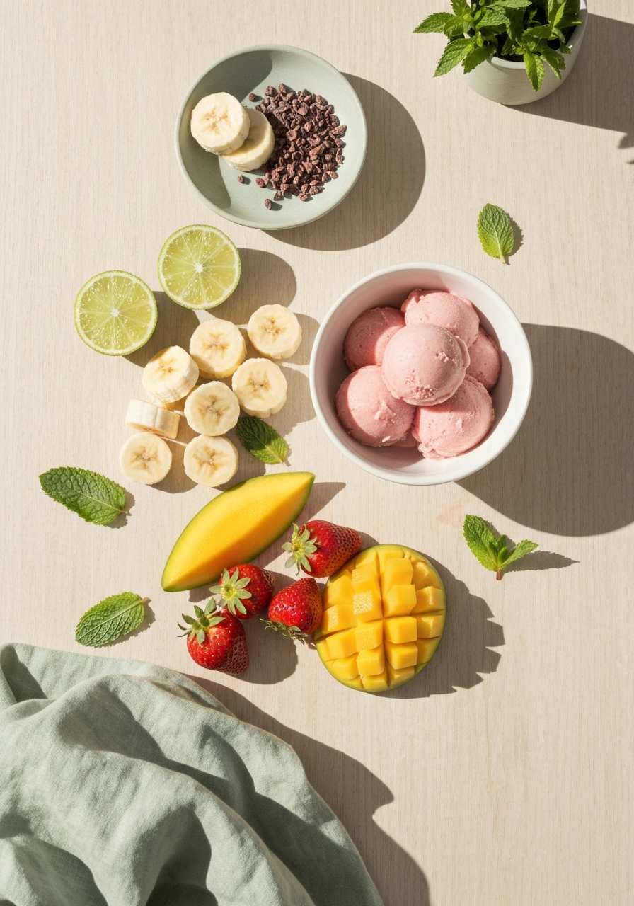 Creamy scoop of homemade protein ice cream in a bowl